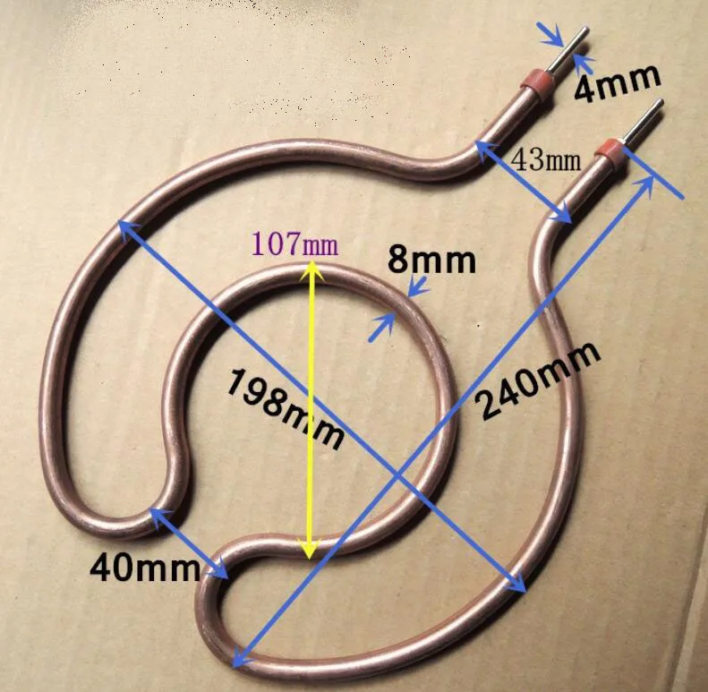 Pancake Maker Parts Large Size double Coils  Heating Tube 198mm