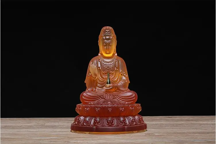 

Ancient Law Liulin, Amber, Sansheng Guanyin Bodhisattva Buddha Statue, Exquisite Crafts, Decorations