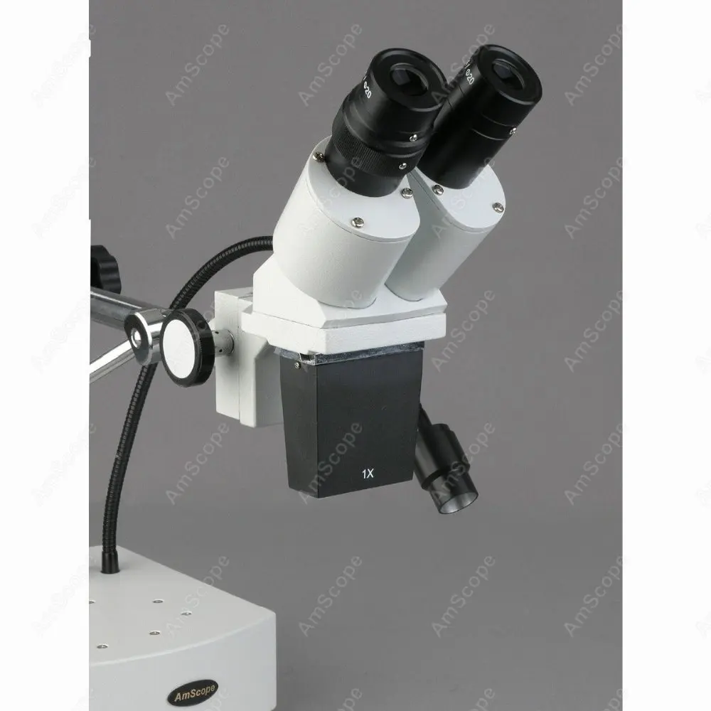 Binocular Boom Arm Stereo Microscope--AmScope 5X-10X Binocular Boom Arm Stereo Microscope with LED Gooseneck Light SE400-X