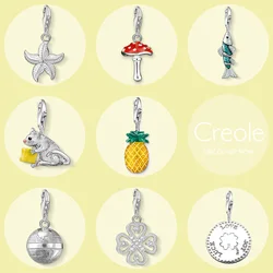 Starfish Toadstool Fish Mouse Pineapple Globe Clover Luck Love Joy Charm Pendant,2019 Trendy Jewelry 925 Sterling Silver Gift