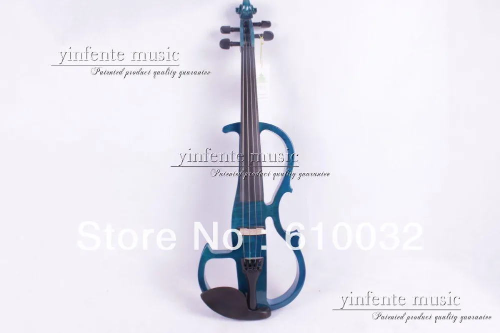 New dark blue 4 string 16'' Electric Viola Silent Solid Wood Body Powerful Sound Case Bow