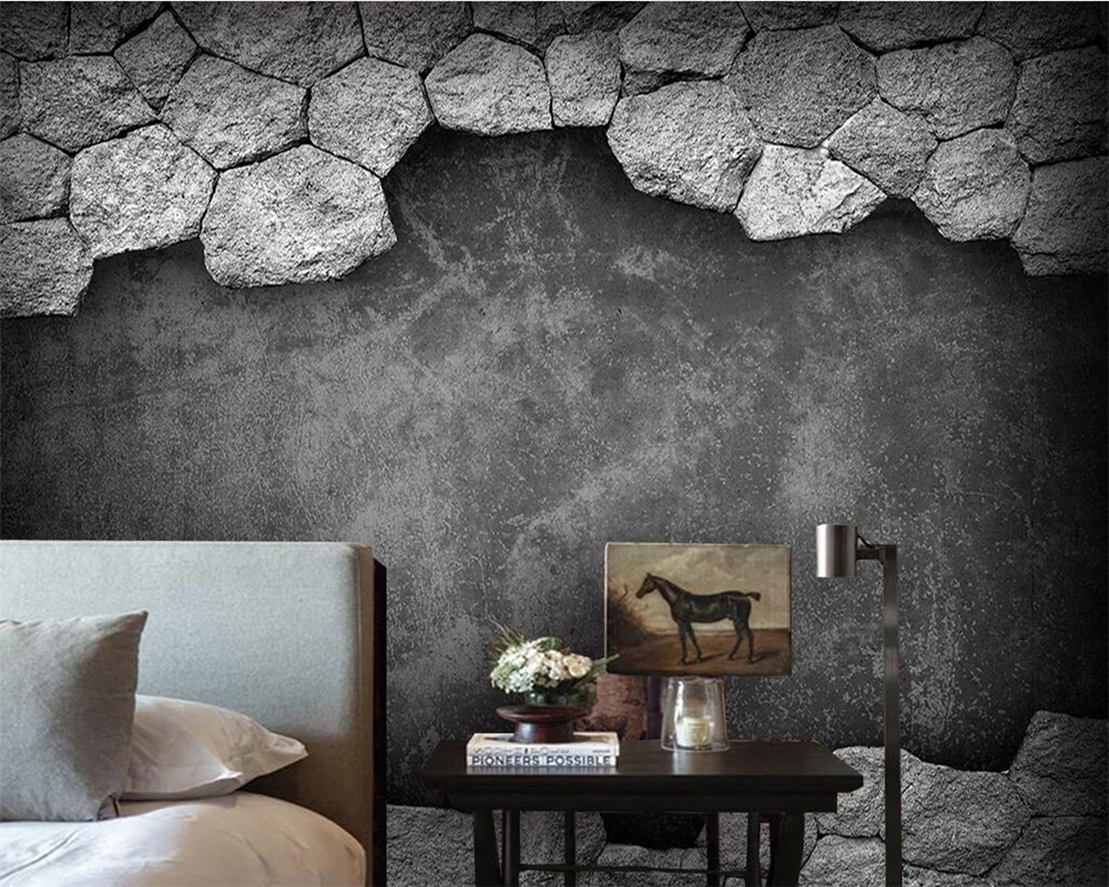 

Beibehang Custom wallpaper mural hole culture stone background mural TV background wall living room bedroom mural 3d wallpaper