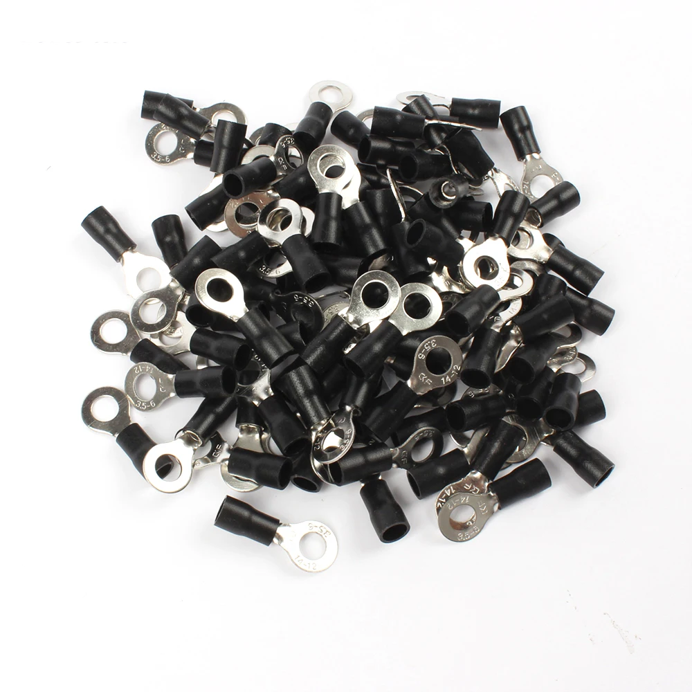 50PCS RV3.5-6 Black Ring insulated terminal suit 2.5-4mm2 cable Crimp Terminal  Cable Wire Connector