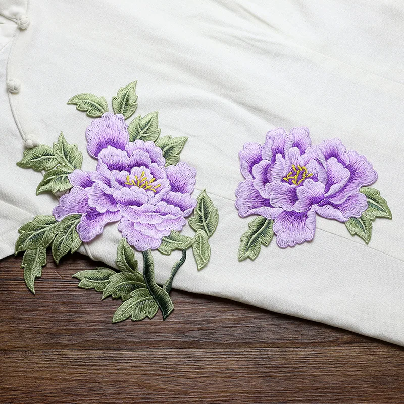 Idyllic Rich Peony Flower Embroidery Craft Cloth Decoration Cheongsam Applique Decoration Hand Sewing DIY Clothing Patch