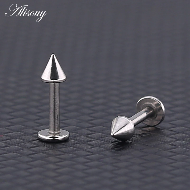 Alisouy 1PC 16G Surgical Steel Stud Earrings Piercing Black Blue Gold Color Labret Lip Ring Ear Cartilage Ombligo Body Jewelry