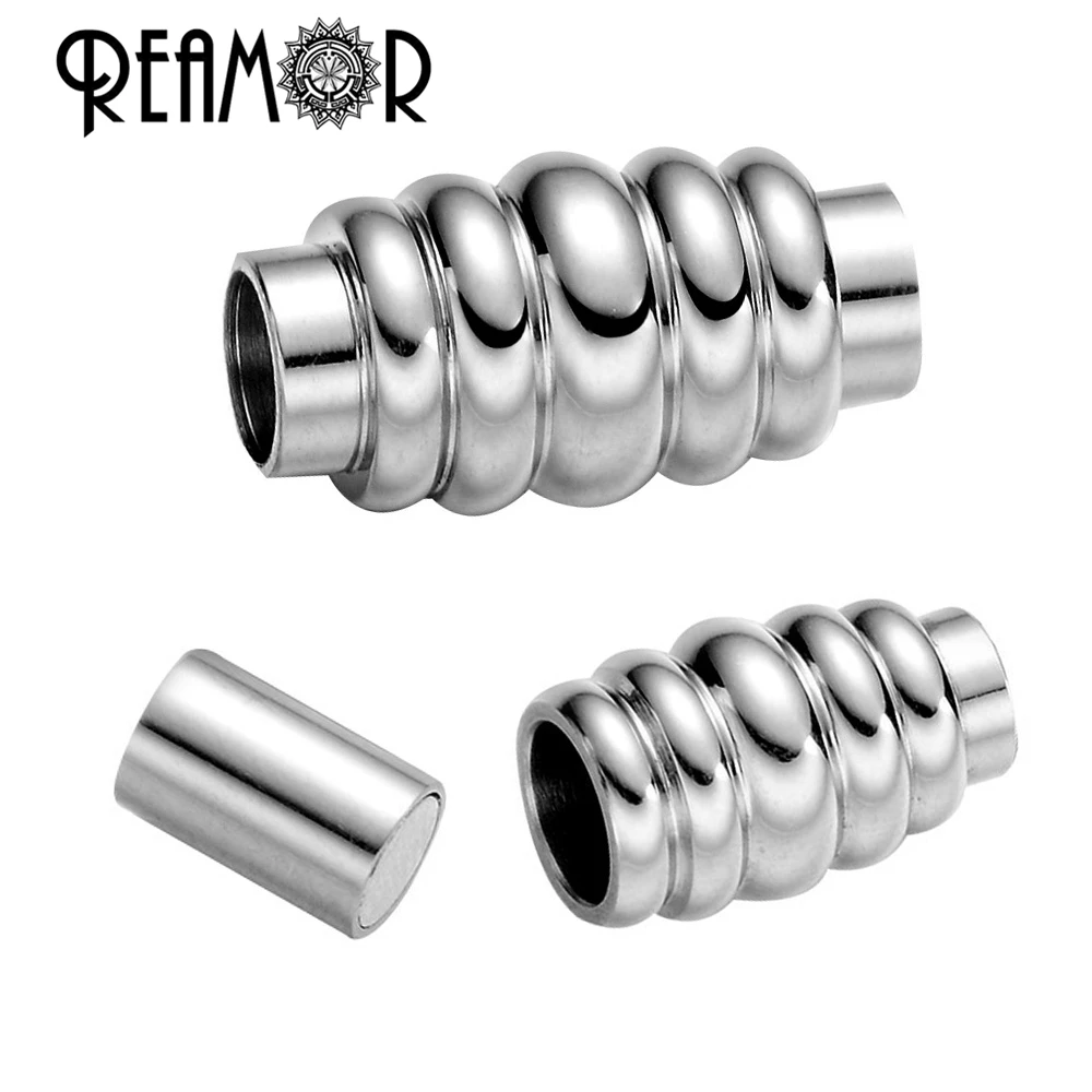 REAMOR 316l Stainless Steel 4mm Spiral Magnet Hook Magnetic Clasp Jewelry Findings Leather Bracelet Clasp DIY Jewelry