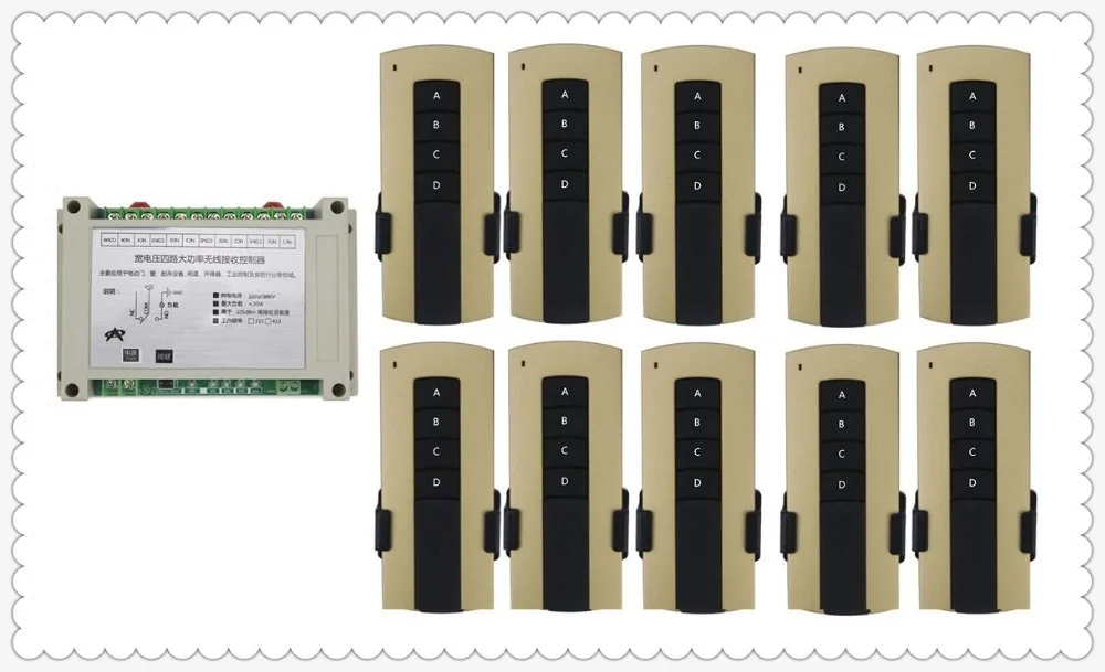 

12V 24V 36V 48V 4CH 30A RF Wireless Remote Control Switch 4 keys wall mounted wireless remote control Door control 10 * remote