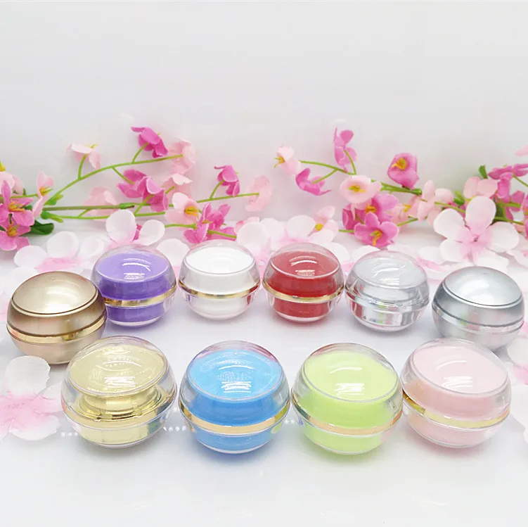 100pcs white pink green blue red golden and silver ball shape 5g small  cosmetics jar , 5g empty mini sample pot  wholesale