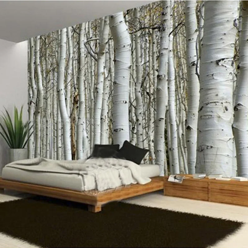 

Custom Modern Natural Landscape Birch Forest Photo Wallpaper Restaurant Living Room Sofa Backdrop Mural Papel Tapiz For Walls 3D
