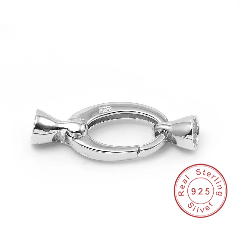 10x25mm Real 925 Sterling Silver End Caps Lobster Clasps Connectors For DIY Pearl Gemstone Fine Jewelry SC-CZ083