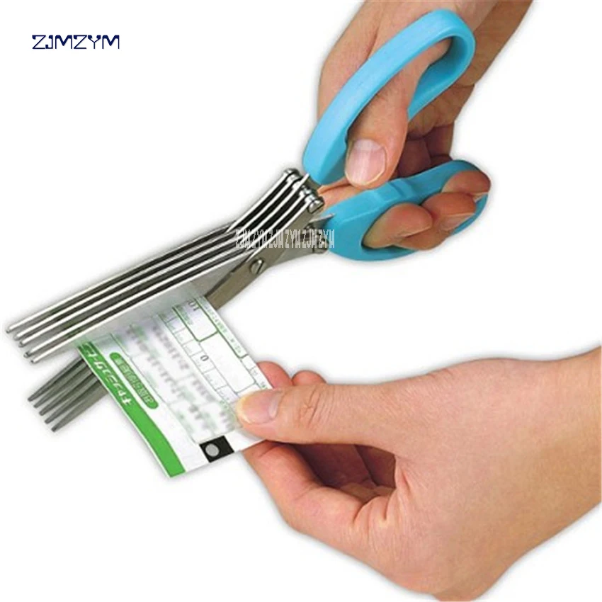 

10pcs Office scissors confidential shredded paper scissors Tools Scissors Kitchen product blue Handle five-story scissors 19cm