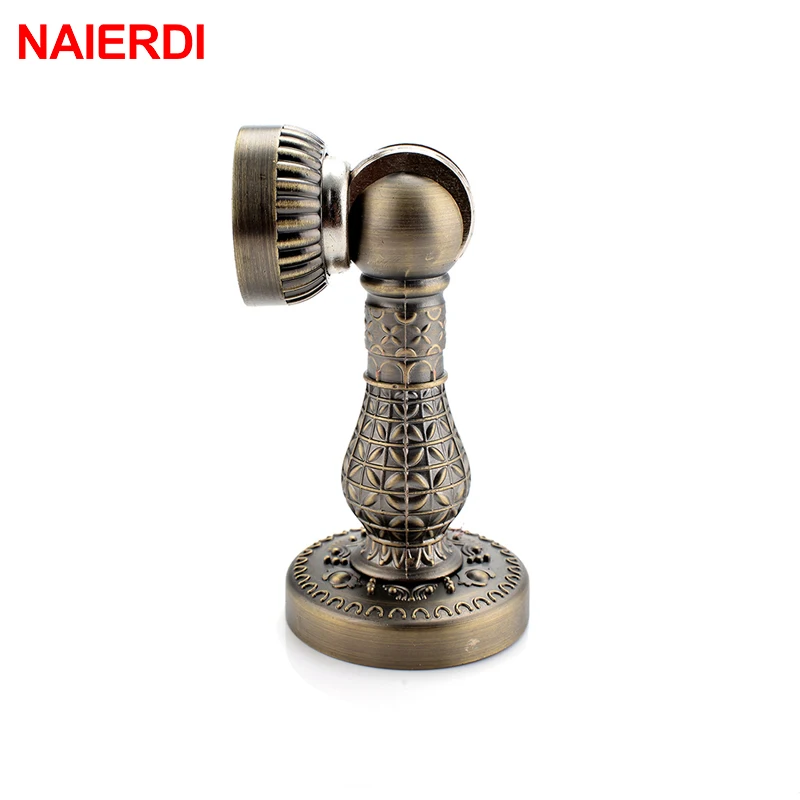 NAIERDI Bronze Retro Design Zinc Alloy Magnetic Door Stop Stopper Holder Catch Floor Fitting With Screws For Family Home Etc