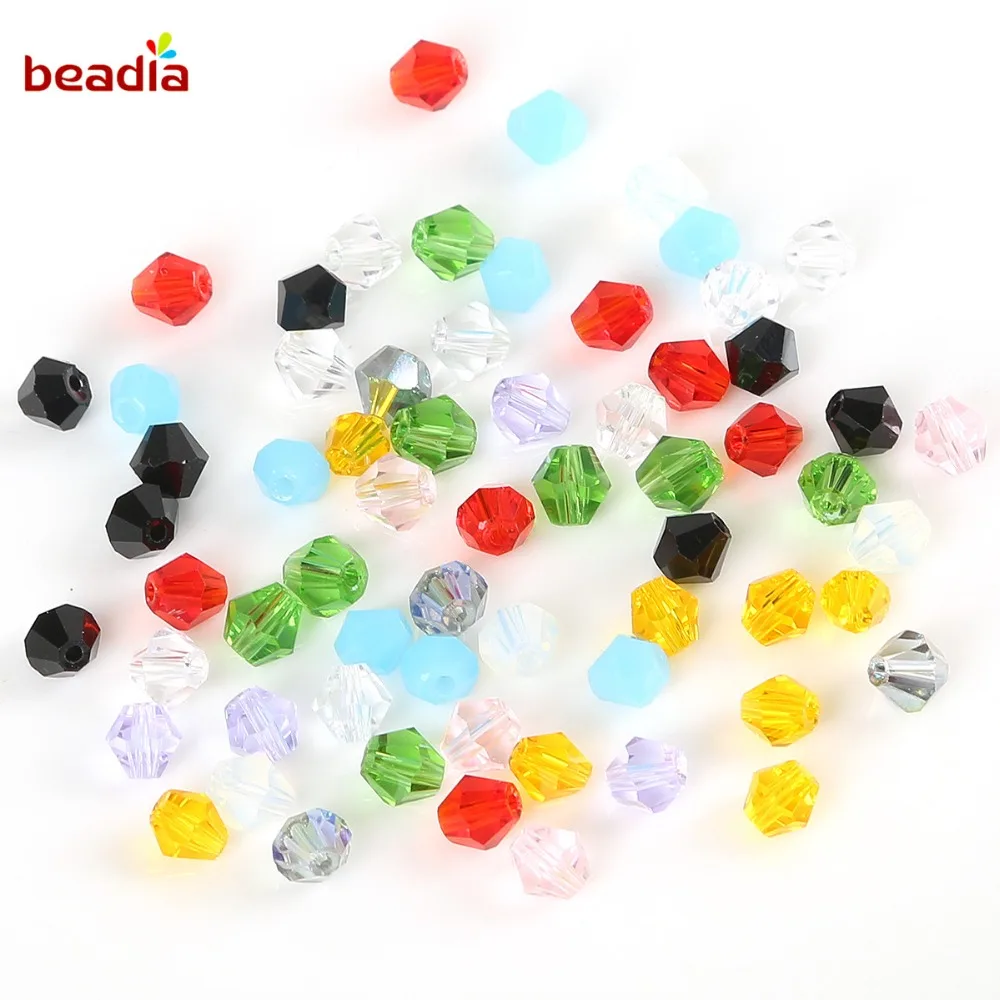 4mm 110pcs Colorful Plating Crystal Pointed Beads Glass Beads DIY Jewelry Making Crafts Sewing Clothing Accessories Decoration