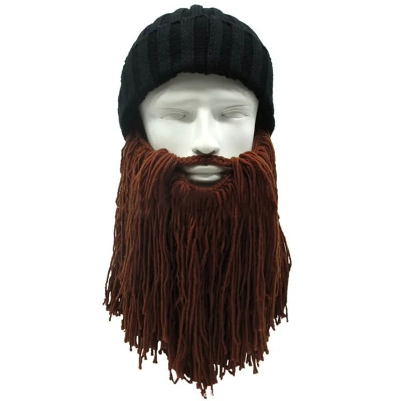 Autumn And Winter Creative Funny Long Beard Hat Barbarian Skiing Wool Hat Halloween men hat 3pcs/lot