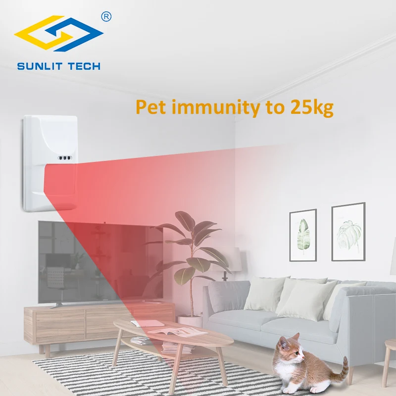 433MHz EV1527 Indoor Wireless PIR Motion Sensor 100 Degrees 12M Detecting Range Coverage for Smart Home Security Protection