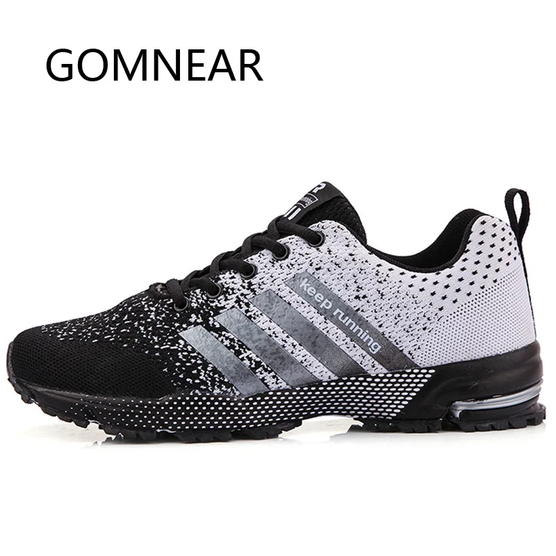 GOMNEAR-chaussures d'extérieur pour Jogging, chaussures de course noires pour hommes, baskets d'athlétisme, grande taille