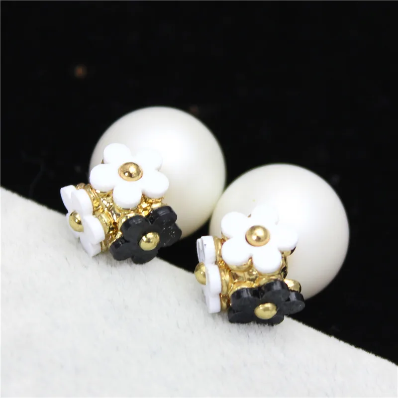 New design fashion brand jewelry  stud earrings for women black flower earrings