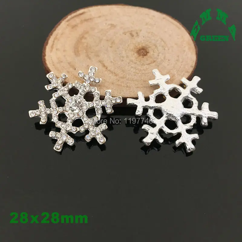 Flower Center Buttons Embellishment For Handmade Flat Back Rhinestone Crystal Christmas Snowflake For Ribbon Bow 28mm 10pcs