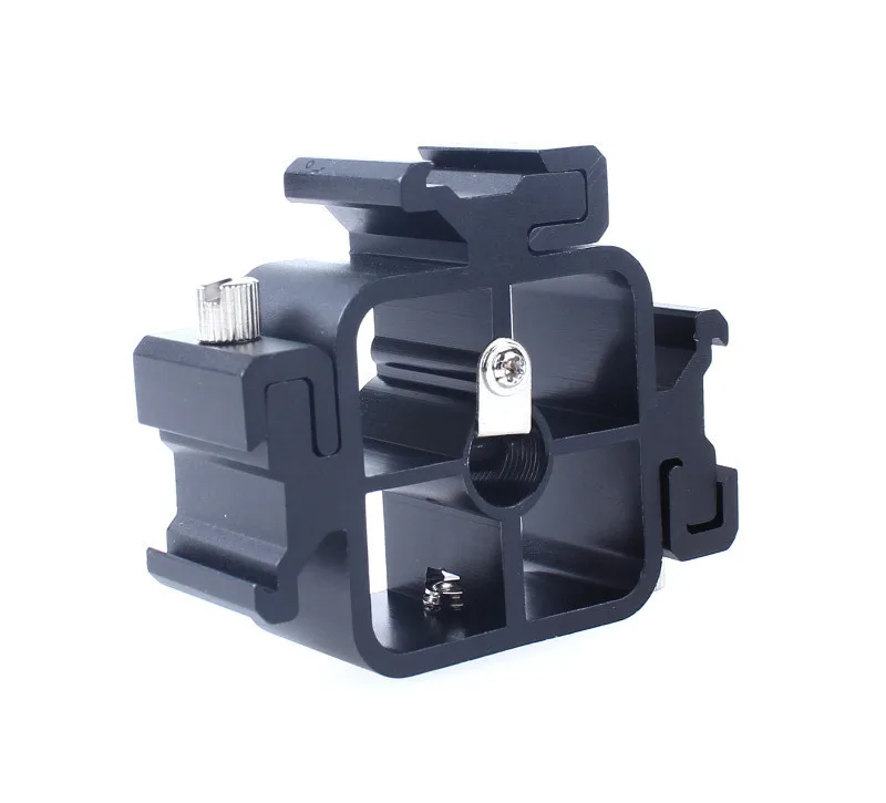 All-metal 3 in1 Tri-Hot Shoe Mount Adapter for Flash Speedlite Holder Bracket Light Stand Black