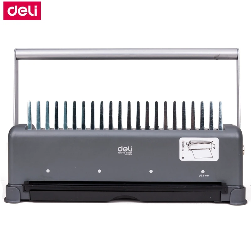 Deli 3871 Manual Comb binding machine office Financial plastic aprons rings binding machine 21 holes 350 pages capacity