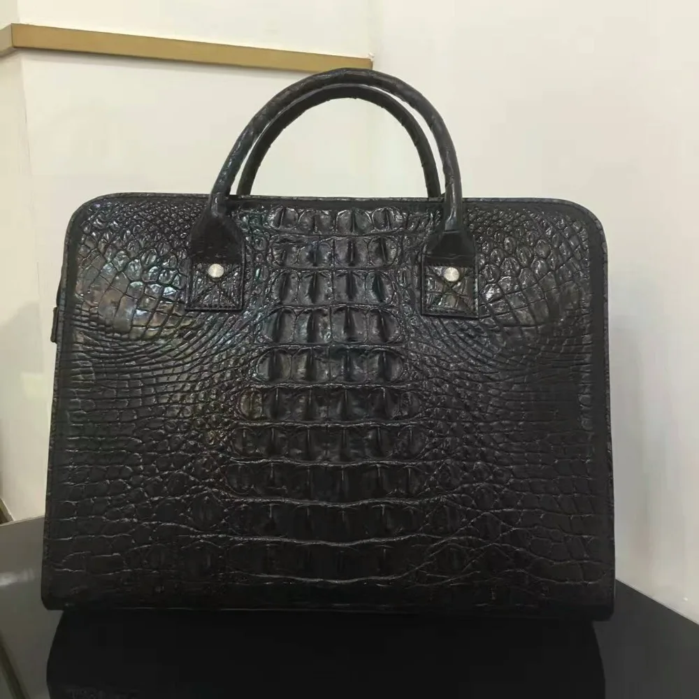 Top Luxury quality alligator skin Men Business bag black discounts ,100% Genuine/Real Crocodile Skin Men Briefcase Laptop Bag