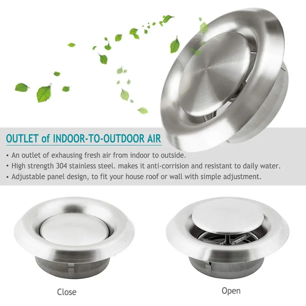 4\'\'6\'\' Round Stainless Steel Exhaust Outlet Cap External Wall Ceiling Ventilation Cover Indoor Outdoor Air Vent Household