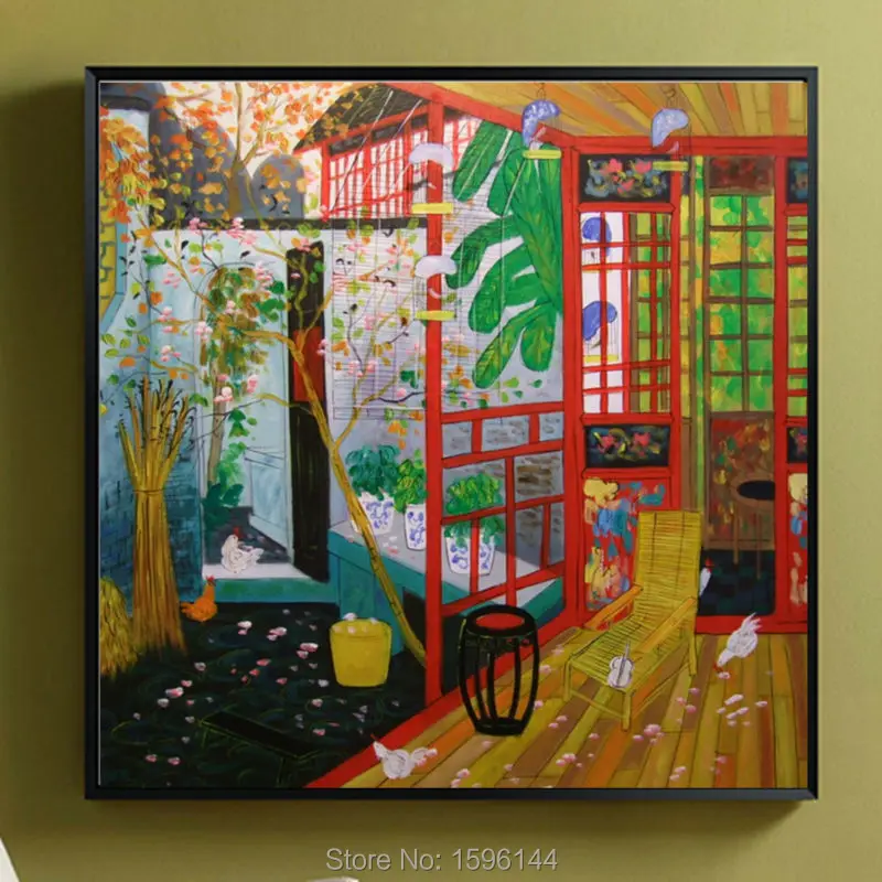 Oil Painting Hand Painted Chinese painters FangXiang Leisure time Painting Canvas Modern Wall art picture Home decor 90x90cm #5