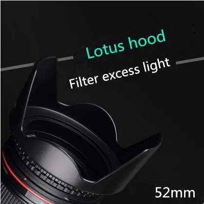 Camera Lens Hood 52mm Lotus for Nikon 18-55 Canon 50/1.8 Tamron  Sigma Pentax Olympus Sony Lens  Accessories Thread Mounth Hood