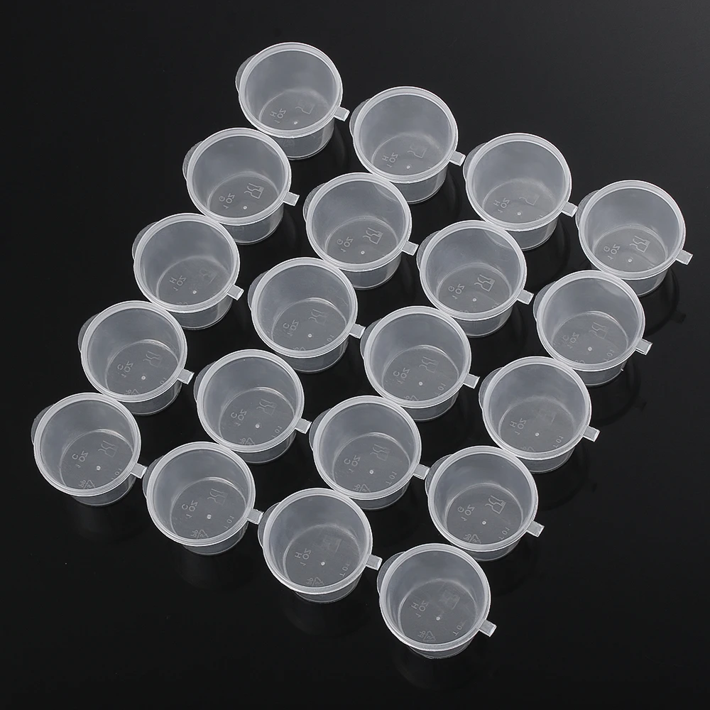 25Pcs 25/45ml Disposable Plastic Takeaway Sauce Cup Reusable Containers Food Box with Hinged Lids Small Pigment Paint Box