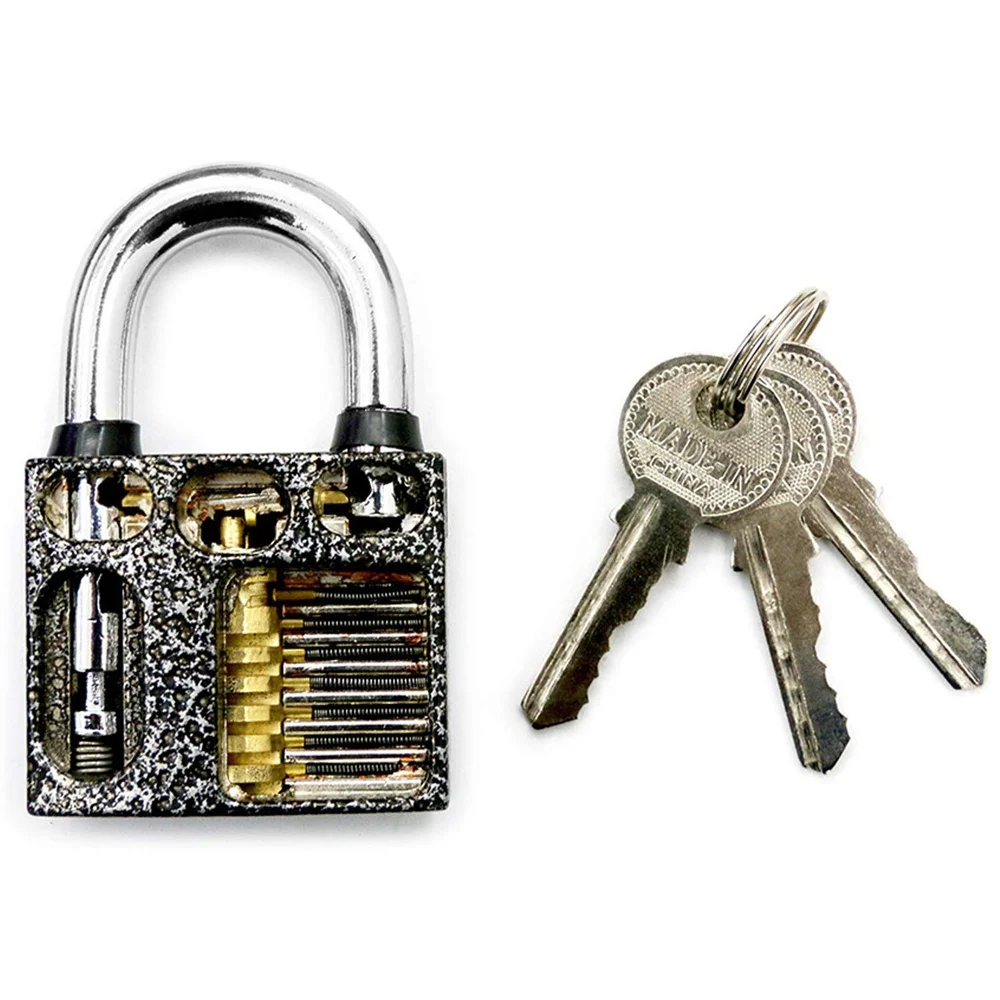 Professional Practice Padlocks Metal Cutaway Lock +Transparent Padlock + Disc Detainer Lock for Locksmith Skill training