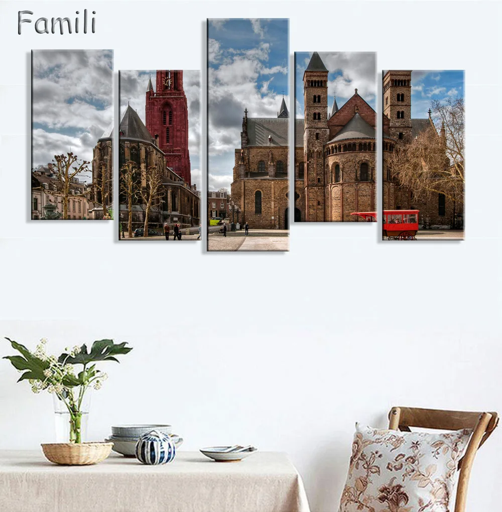 

5pcs Amsterdam Netherlands city nightscape wall decor room decor home decoration fabric poster custom print