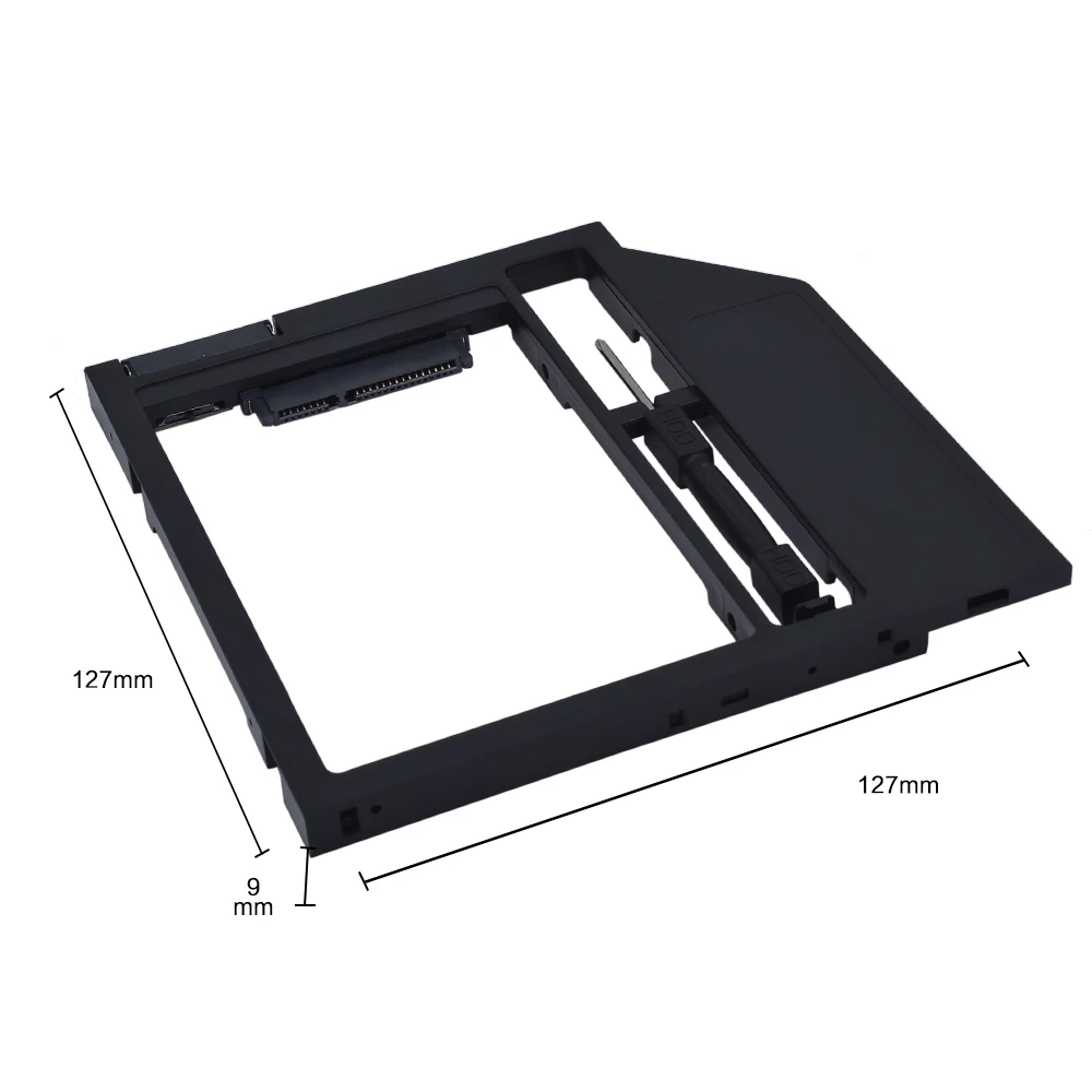 TISHRIC Plastic Optibay 2nd HDD Caddy 9.5mm SATA 3.0 Hard Disk Drive Box Enclosure 2.5 SSD Case DVD Adapter For Laptop CD-ROM