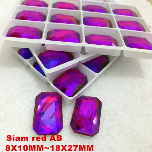 

Siam Red AB Color Rectangle Shape Glass Crystal Pointback Fancy Stone 10x14mm 13x18mm 18x25mm 18x27mm, 8x10mm pointback crystals