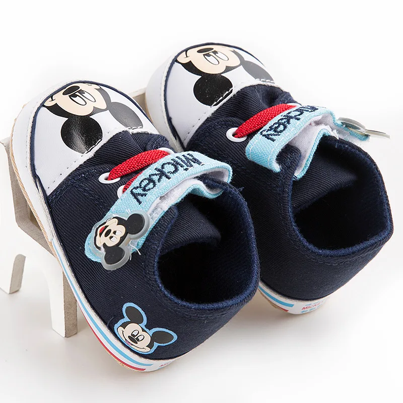 Disney Four Seasons 0-1 Baby Shoes Soft Cartoon Mickey Hook Loop Baby Casual Shoes