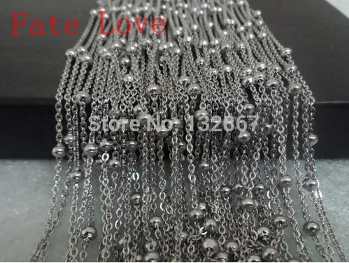 Fate Love 5M Lot In Bulk Jewelry Finding Stainless steel Girls 4mm Beaded chain DIY