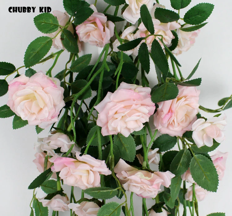 12pcs/lot! wholesale 100% HI-Q 95cm artificial rose flower vine wedding decorative rose strip silk flower string fake Rattan