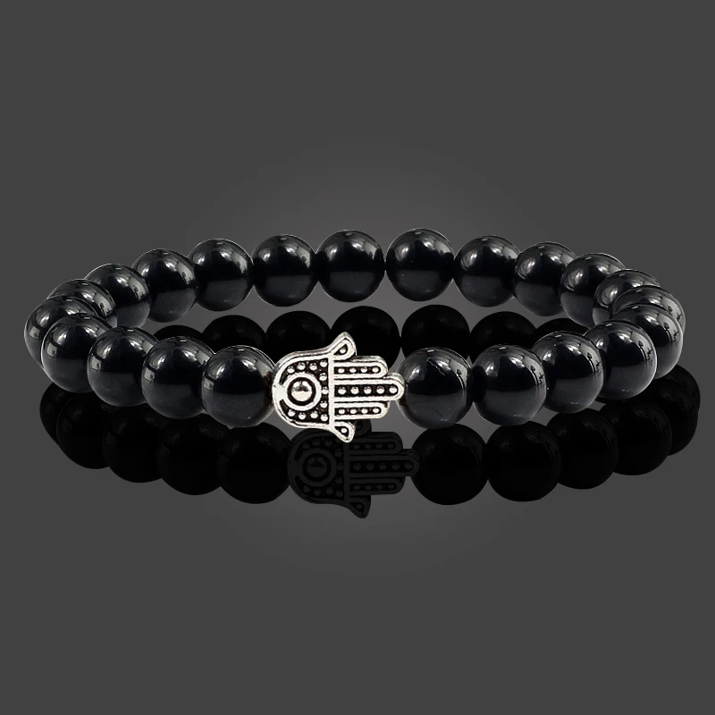 Hot Men Natural Stone Volcanic Lava Bracelet Charm Hand Matte Black Boho Beads Bracelets for Women Lucky Jewelry pulseras