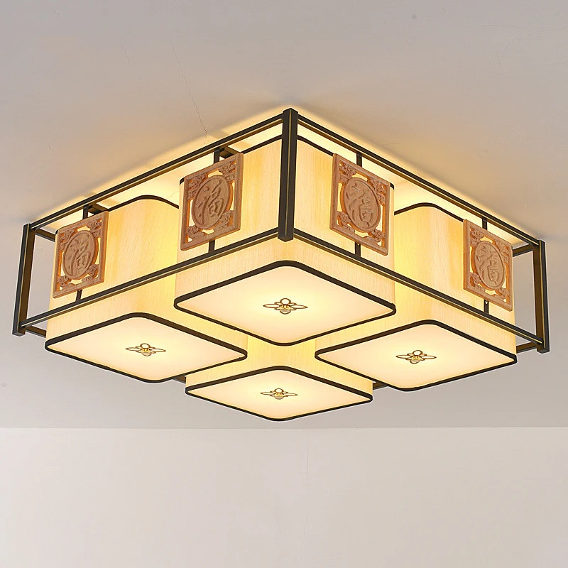 2018 Vintage Style Ceiling Lamp for Living Room Led Living Room Lighting Tricolour Light Change Rectangle Ceiling Light Design