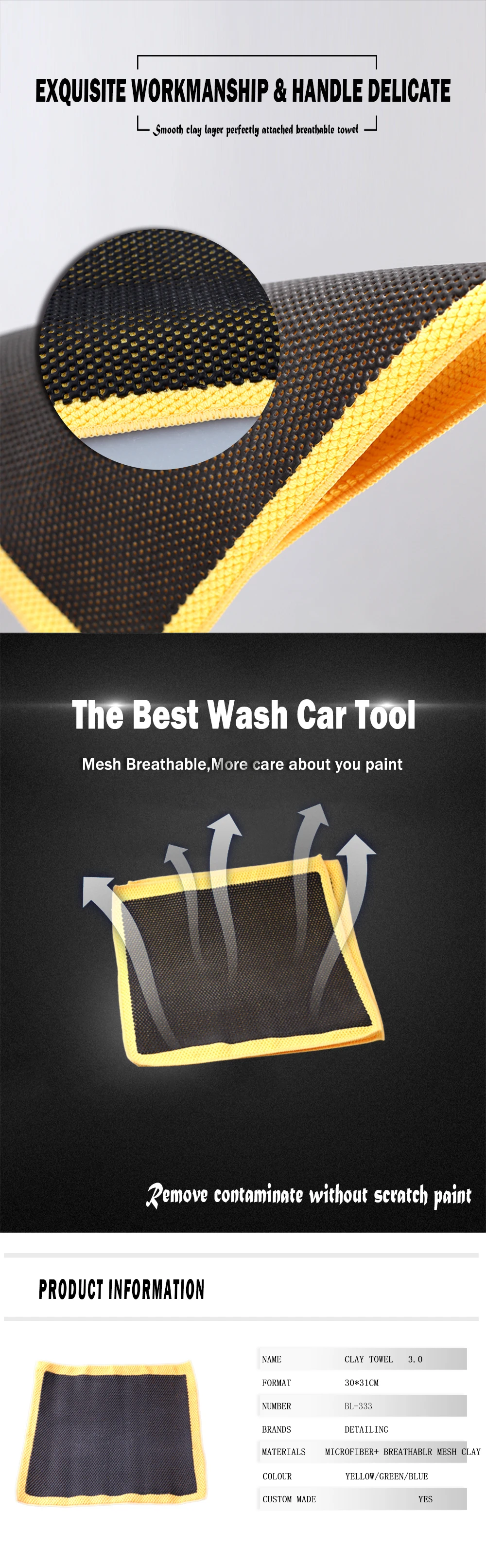DETAILING Auto Reinigung Handtuch Magie Ton Tuch Für Auto Detaillierung Ton Bar Handtuch Waschen Werkzeug Zubehör – Detail 4