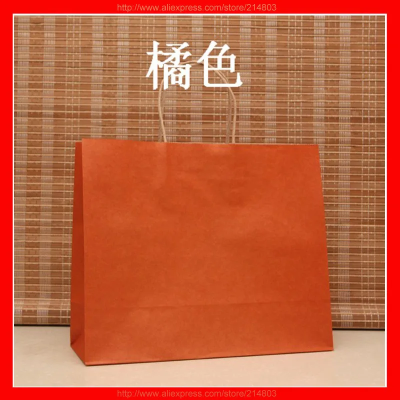 (100pcs/lot) size W32xH26xD12cm Wholesale kraft paper bag  with brand logo custom