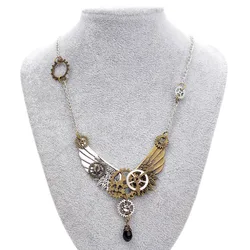 DoreenBeads Fashion Steampunk Necklace Bronze Link Chain Multilayer Round Gear Pendants Vintage Jewelry For Punk Gift,1 Piece