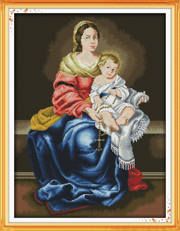 Madonna and Child (10) cross stitch kit people 18ct 14ct 11ct count print canvas stitches embroidery DIY handmade needlework