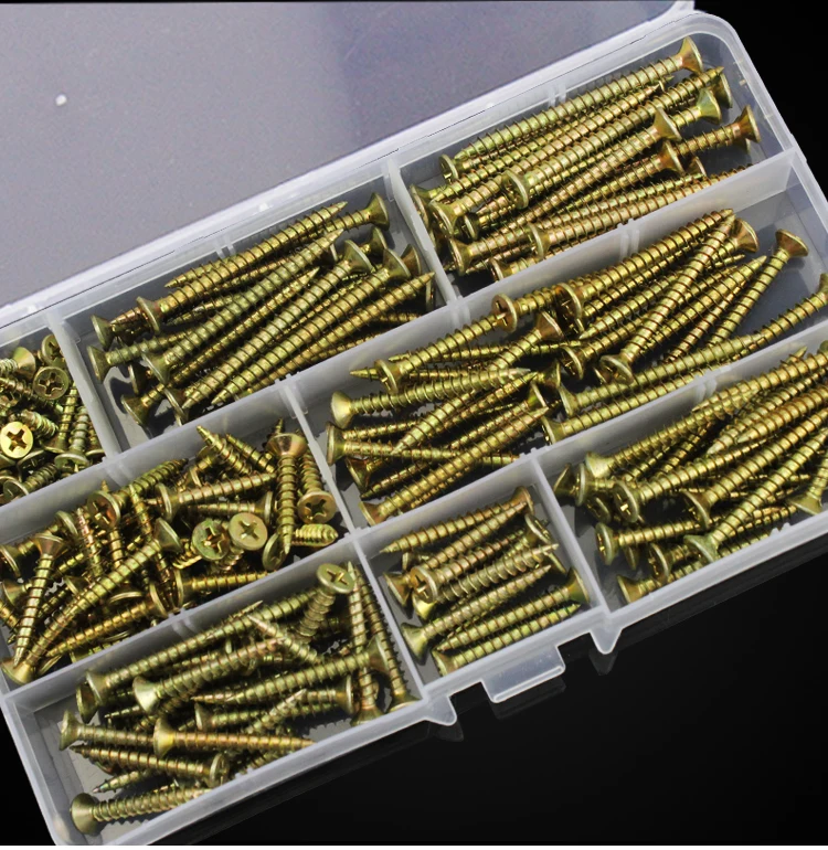 

200Pcs Color Zinc Hard M4 Cross Head Countersunk Head Self Tapping Nail Set