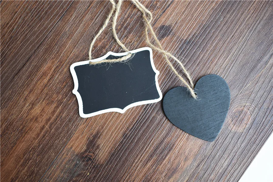 1000pcs Mini Chalkboard Blackboard Hearts tags Natural Wood Chalk Board Strings Place Cards Wedding Party Decoration