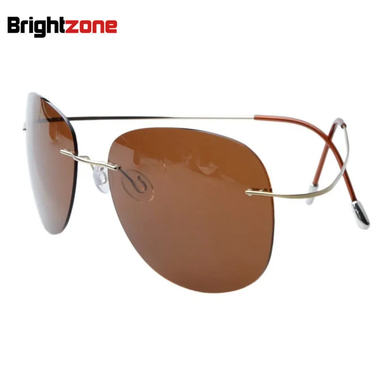 2023 Super Light Weight Brightzone Rimless Titanium Frame  Polarized SunglassesOversizes Sun Glasses Eye Anti-UVA &UVB UV400