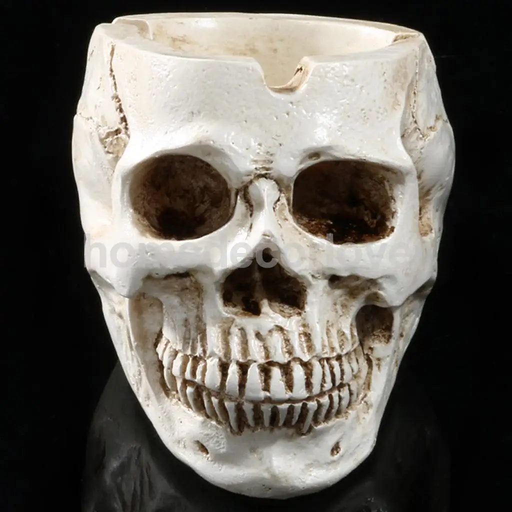 Human Skull Head Design Ashtray Container Replica Creative Home Bar Decor