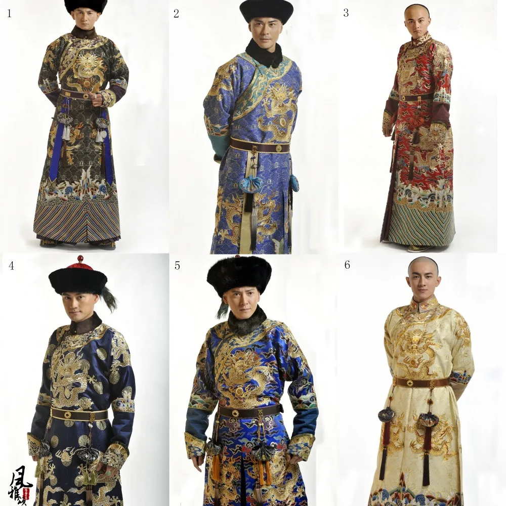 BubuJingxin-Disfraz oficial del Príncipe de la Dynasty Qing para hombre, diseño de invierno, Hanfu, para televisión, swoofer bordado, sin sombrero