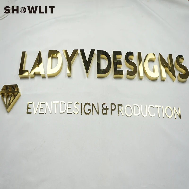 Brushed/Mirror Polished Golden 3D Letter Signs For Company