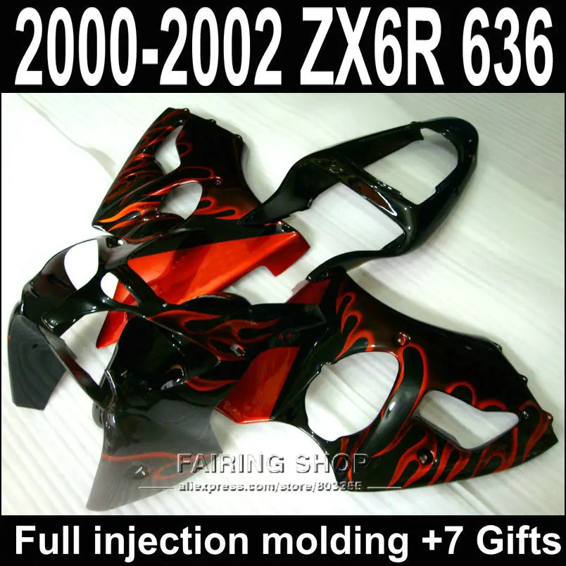 zx6r 2000 2002 2001 For Kawasaki Fairing Kit Customize free /red falmes 00 01 02 Injection mold Fairings S52