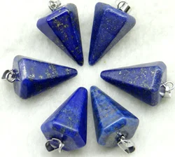 Wholesale Natural Stone Quartz Crystal Lapis Amethyst Tiger Eye Beads Pendant Pendulum For Diy Jewelry Making Necklaces 10pcs